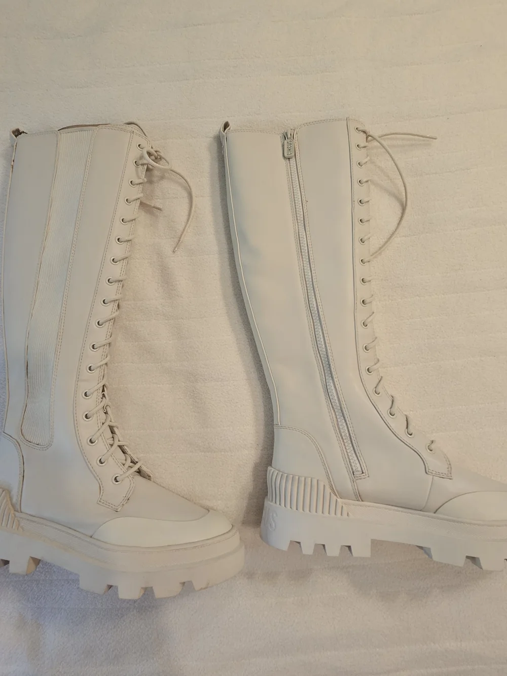 Circus By Sam Edelman Ina Tall Lace-Up Knee Boots in Light Cream